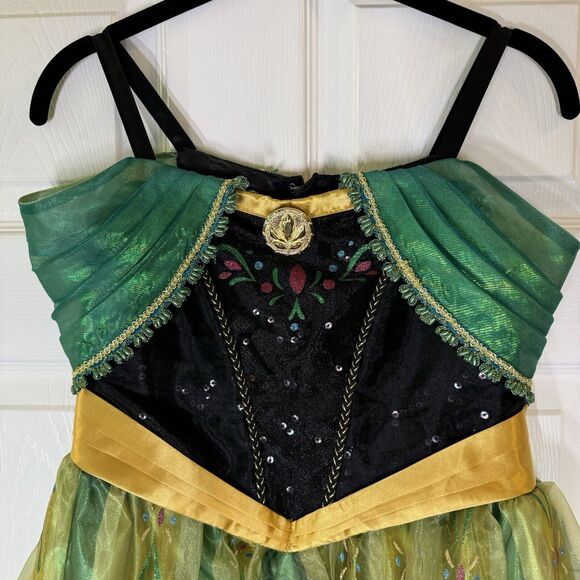 Disney Store Frozen Princess Anna Deluxe Coronation Costume Girls Sz 9/10 EUC - Picture 3 of 9